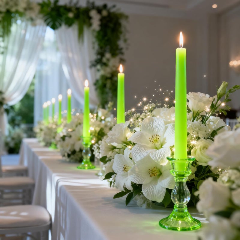 Sihuida 12-Pack Apple Green Taper Candles, 10 Inch Unscented Dripless Candlesticks, Long-Lasting Burn Time of 7-8 Hours, Perfect for Home Décor, Spring and St. Patrick's Day - Image 5